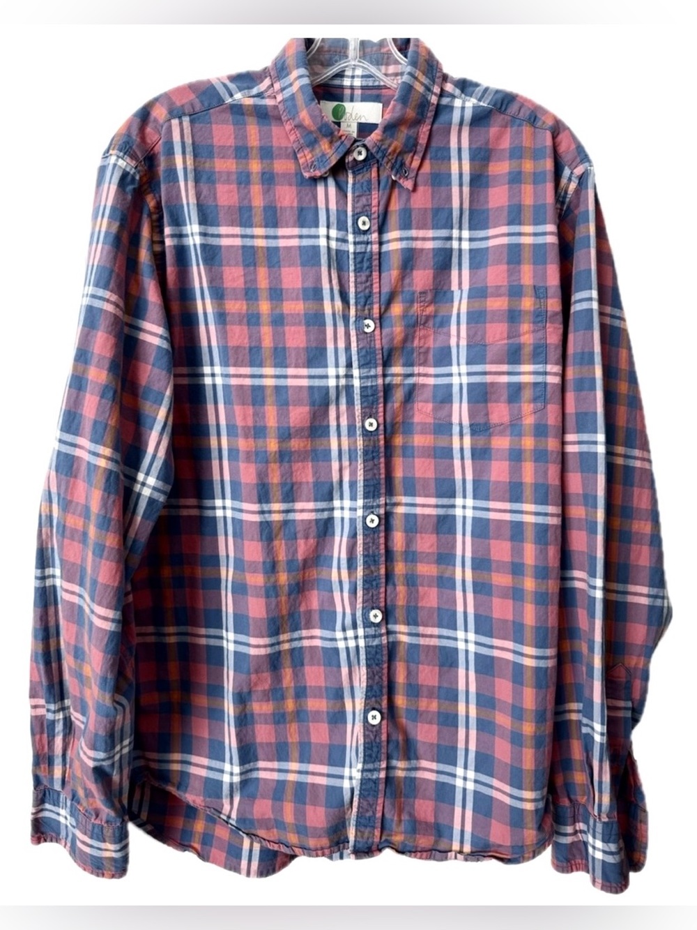 Boden Men's Pink Blue Plaid Button Down Shirt M Cotton Preppy Coastal Classic